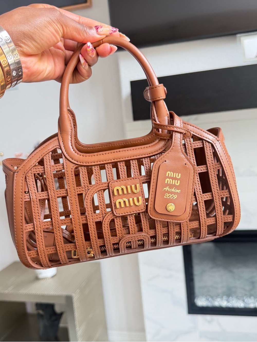 Miu Miu Brown Leather Basket bag